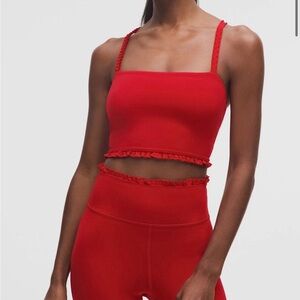 lululemon athletica Red Ruffled Crop Top